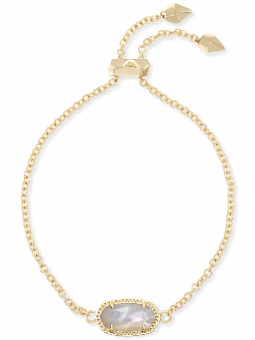 Kendra Scott Elaina Gold Adjustable Chain Bracelet in Ivory Mother-of-Pearl